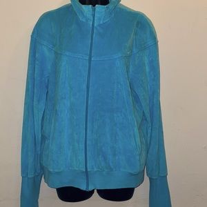Vintage Ultrasport Ltd Woman's XL Velour Track Jacket Teal Full Zip